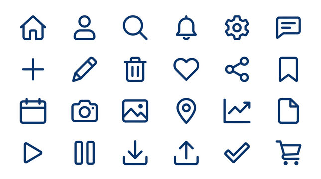 Collection of various web interface icons displayed