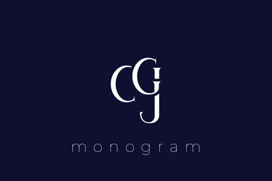 CGJ Elegant Monogram Logo Design With Decorative Lettering