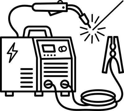 Welding machine icon, vector illustration of industrial equipment for metal work