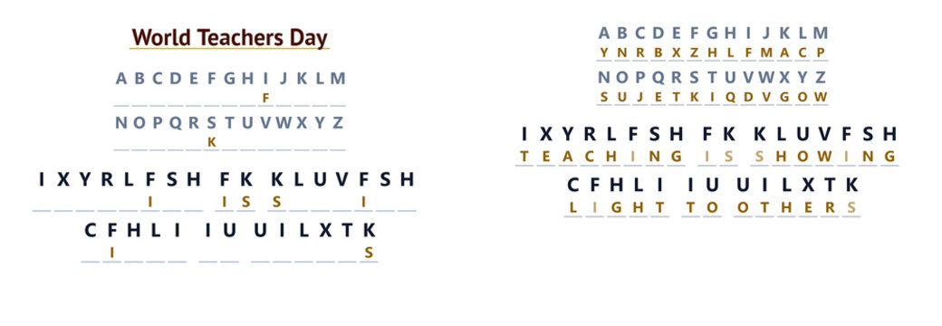 Educational Code Puzzle Teacher classroom cryptogram worksheet with teacher appreciation theme