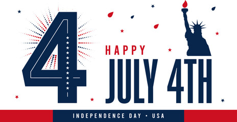 Vibrant patriotic 4th of july celebration background with statue of liberty © Design_Studio