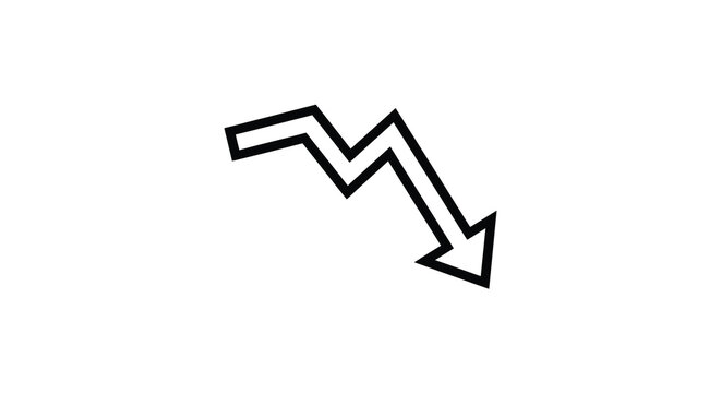Downward arrow line icon black stroke on white background