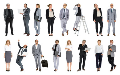 Obraz premium PNG Diverse professionals in business attire on transparent background