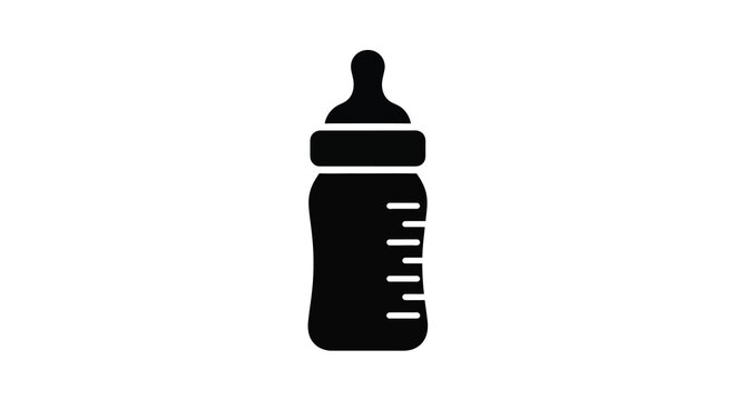 Baby bottle silhouette on transparent background high quality