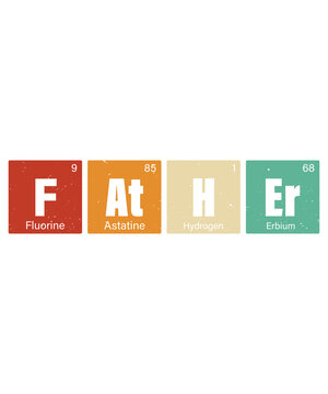 Father Periodic Elements Chemistry Wordplay Vintage on Transparent Background