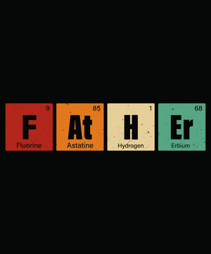 Father Periodic Elements Chemistry Wordplay Vintage Vector Illustration