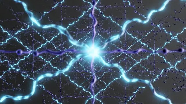 Abstract glowing neural network connections representing brain or digital processing