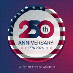 250th anniversary USA festive banner for 4th of July greetings and invitations. Waving national flag of the United States- © osama ibrahem