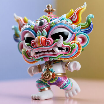 AI generator images of collectible art toy design inspired by Tosakanth, the iconic demon king character from Ramakien, Thailand&rsquo;s national epic. The figure features traditional Khon mask details, 