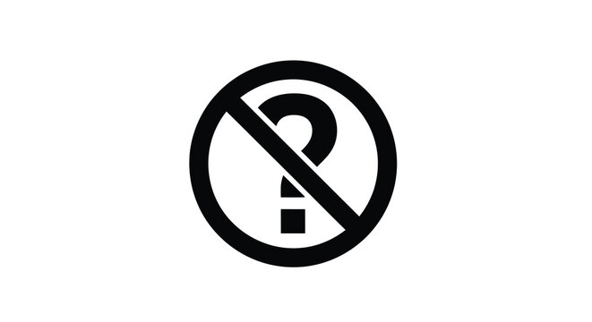 Prohibited Question Mark Icon Black Silhouette On White Background