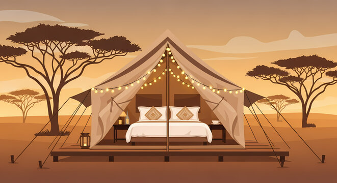 Safari tent luxury glamping landscape