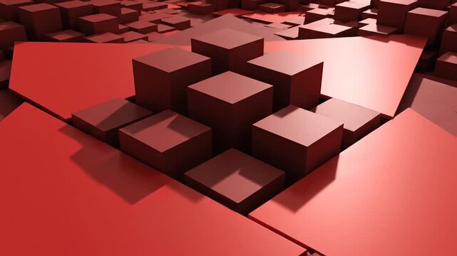 Abstract red geometric polygons overlapping in a modern design