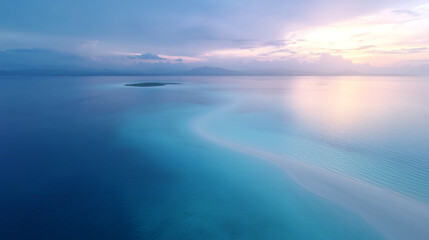 Obraz premium Blue Tropical Ocean with Calm Waters at Sunrise