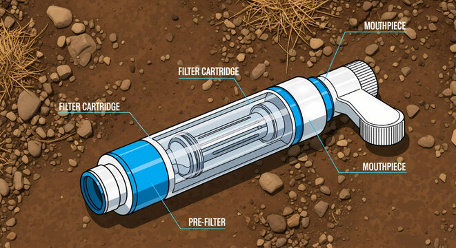 Portable Water Filtration Straw Device
