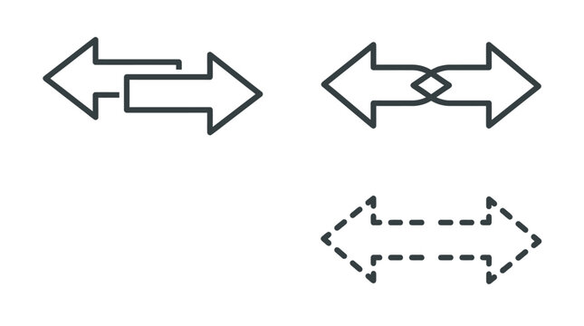 Arrows pointing in opposing directions signify the concept of transition and logical movement within this professional graphic set.