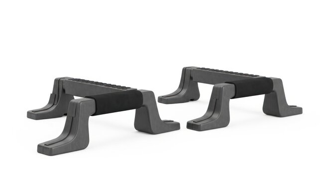 Pair of black push up bars for fitness training.