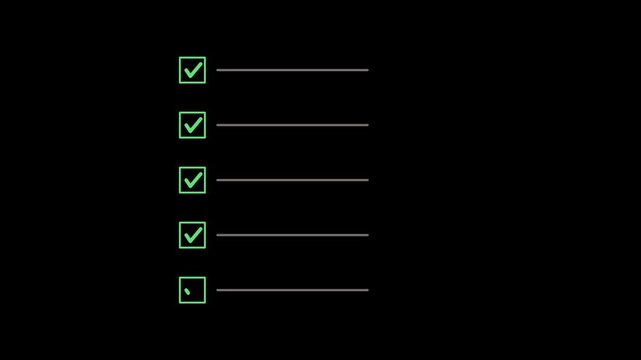 Checklist boxes ticking on black background overlay