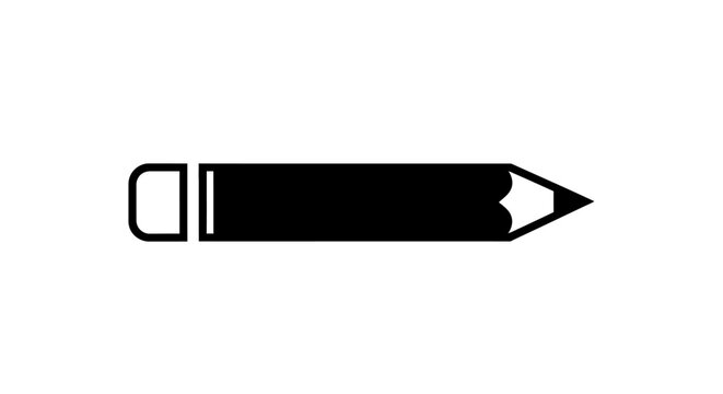 A sharp pencil with an eraser lies on a surface with a pointed tip and worn-down lead showing signs of use.