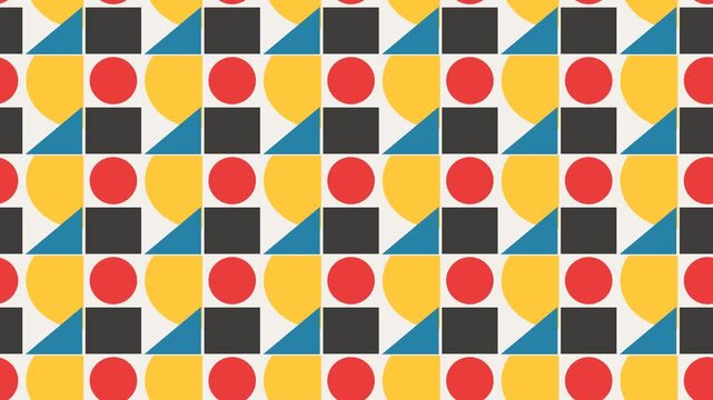 Bauhaus geometric shapes pattern seamless looping background