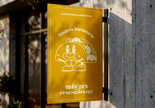 Wall-Mounted Outdoor Display Sign Box Mockup