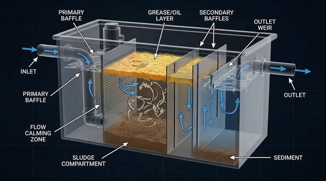 X Ray Style 3D Visualization Showing The Internal Working Mechanism And Baffles Engineering Diagram Illustration