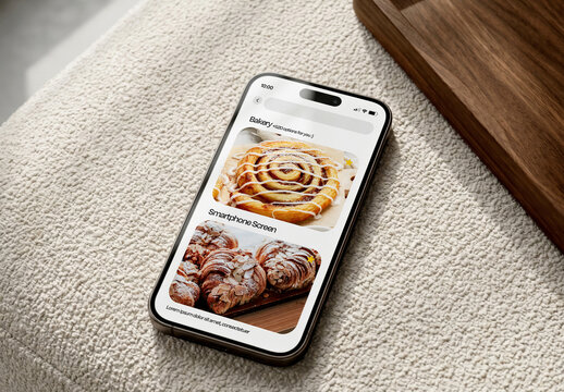 Smartphone Flat Lay on Linen Surface Mockup