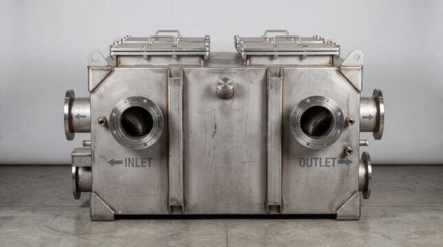 Front Facing View Of Uninstalled Heavy Duty Steel Grease Interceptor Tank For Commercial Kitchens Plumbing