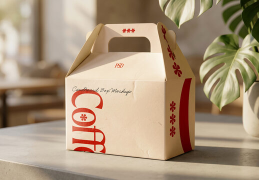 Gable Gift Box Carrier Outdoor Garden Setting Mockup