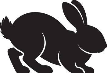 Fototapeta premium Black silhouette of a sitting rabbit isolated on white background