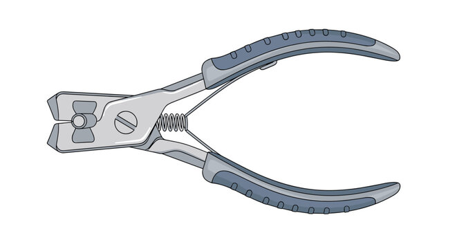 Industrial metal wire cutters with ergonomic gray and blue handles are shown from a side view on a white background.