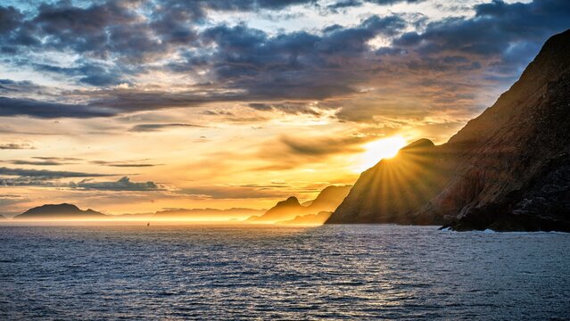Landscape in Norway in beautiful sunrise light