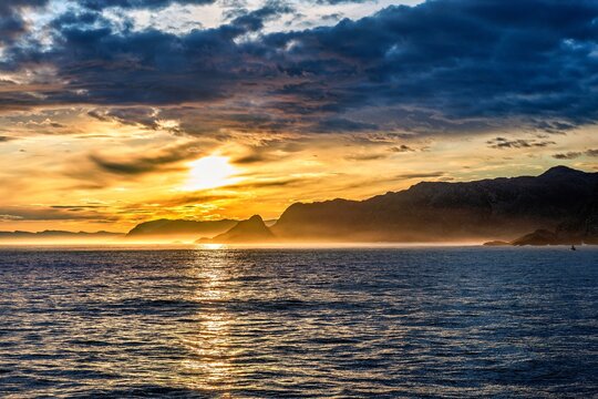 Landscape in Norway in beautiful sunrise light