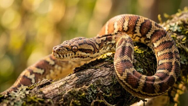 bredl&rsquo;s python in northern territory australia outback close up golden light video