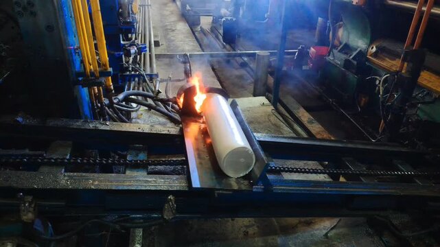 Aluminium billet moving on the carrier