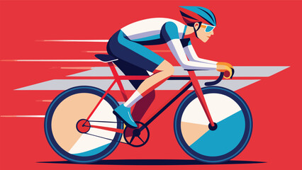 Fototapeta premium A cyclist riding a bike against a vibrant red background