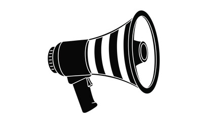 Black silhouette of a handheld megaphone against a white background © Mdmojibur
