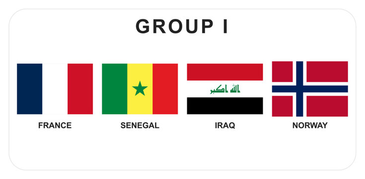 Vector set of 2026 World Cup participating team flags for Group I