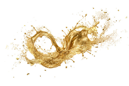 Untitled (3000 x 2000 px) - splash of golden liquid combined with shimmering gold dust particles