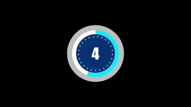 10-0 second countdown timer simple countdown animated white circle on black background 4k Video stopwatch to zero