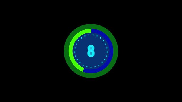 15 second countdown timer simple countdown animated white circle on black background 4k Video stopwatch to zero