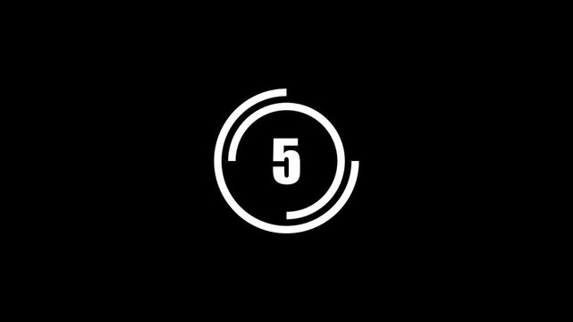 12 second countdown timer simple countdown animated white circle on black background 4k Video stopwatch to zero