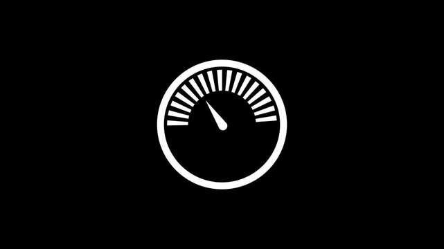 Speedometer, isolated on black background with alpha channel. Abstract concept graphic element of tachometer, motion graphic business tachometer low, medium and high concept.4k video