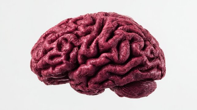 Illustration of a human brain showing folds and texture in a neutral setting during daylight
