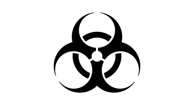 Biohazard symbol silhouette on a white background warning sign