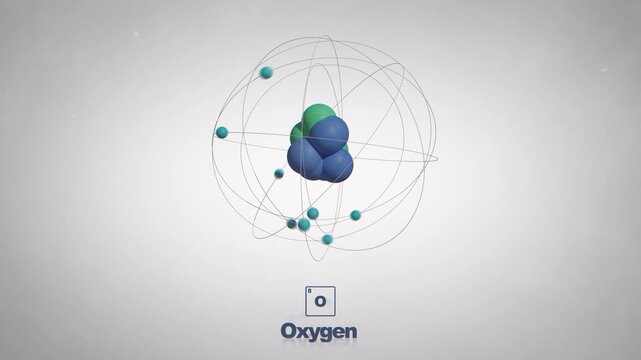 Seamlessly Looped Animated Oxygen Atom - Element Periodic Table