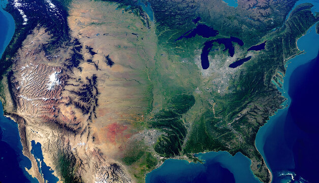 vue satellite des Etats Unis d'Am&eacute;rique