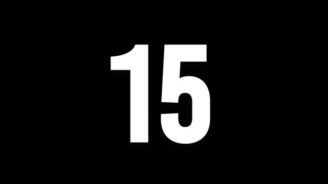 Pixel number 15, number fifteen, alpha channel, alphabet and letters in pixel style with a transparent background