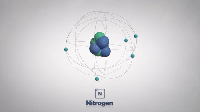 Seamlessly Looped Animated Nitrogen Atom - Element Periodic Table