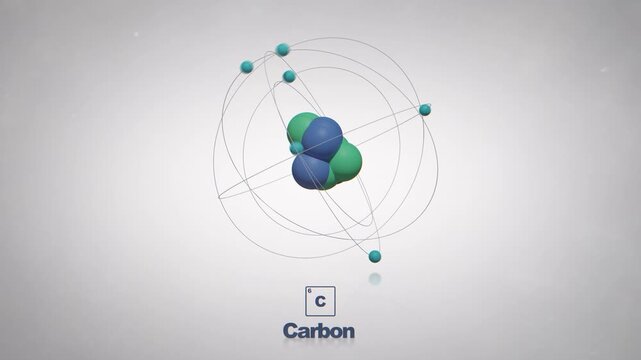 Seamlessly Looped Animated Carbon Atom - Element Periodic Table