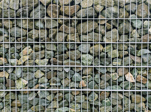 Gabion wall filled with Austrian serpentinite rocks